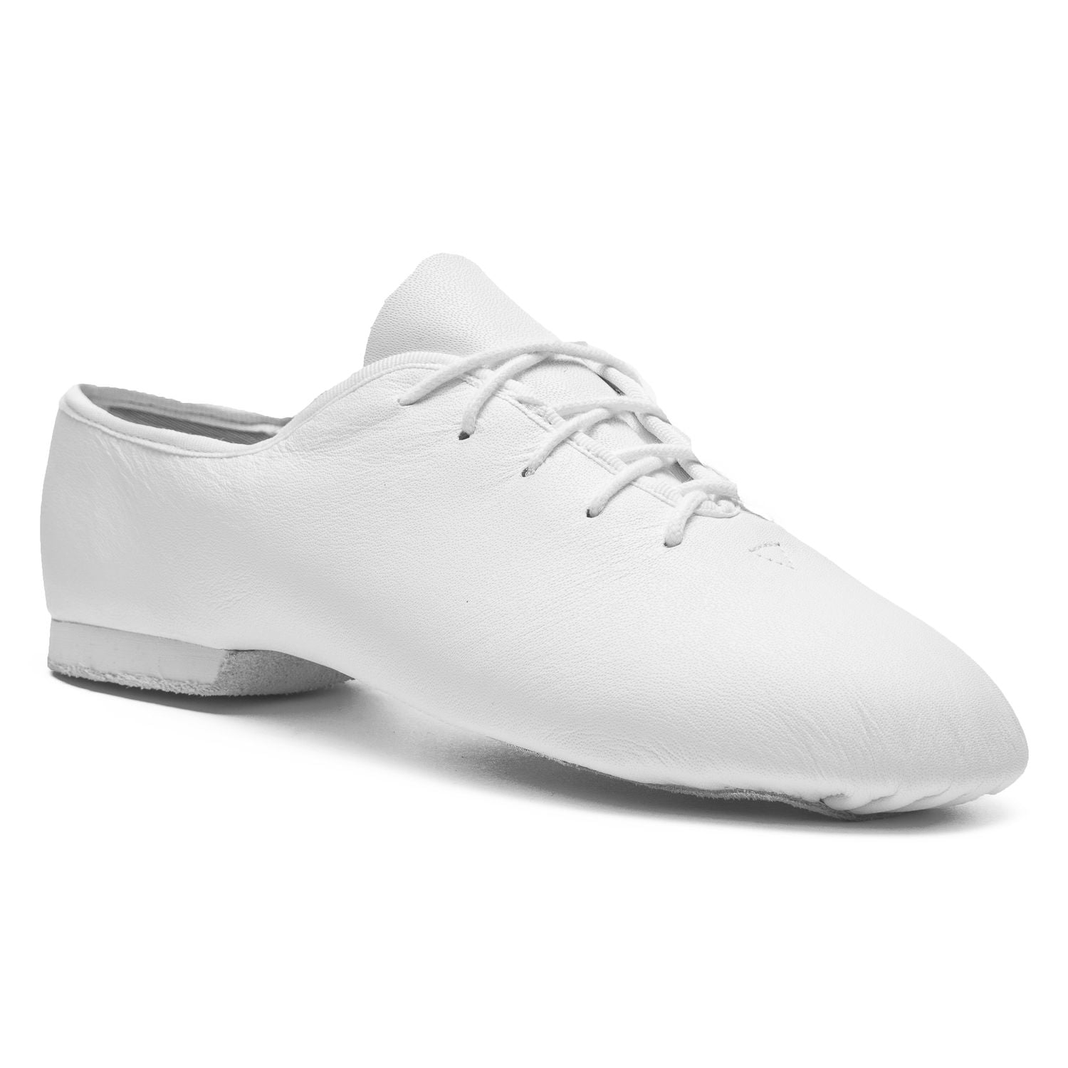 Rumpf 1270 Basic II Jazzschuhe in Weiß mit gesplitteter Sohle, dargestellt auf schlichtem weißem Hintergrund.